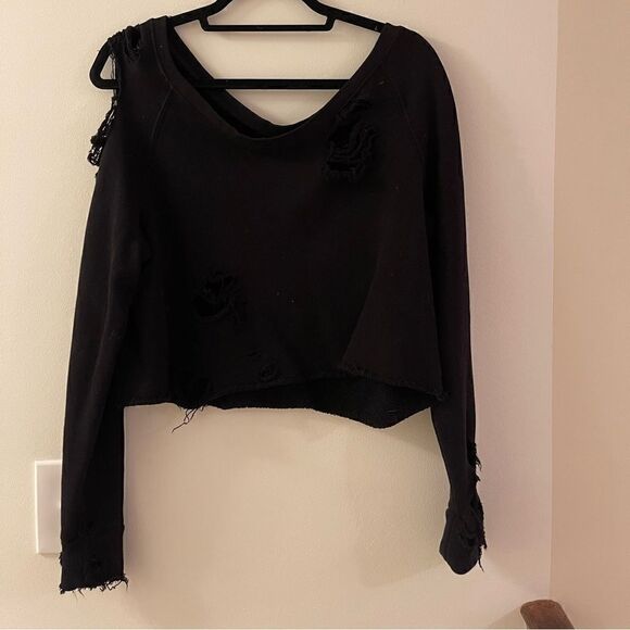 Hudson Black "shredded" sweatshirt size XS! Perfect condition - Picture 2 of 5